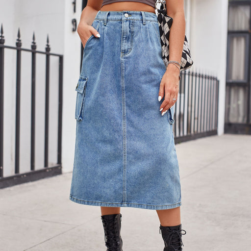 All-matching Work Clothes Washed Denim Skirt