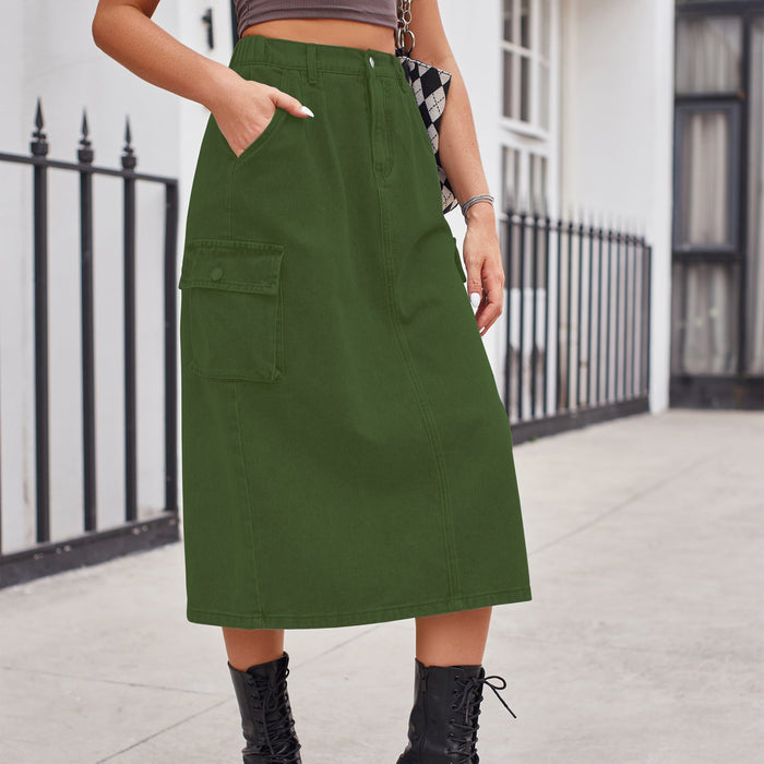 All-matching Work Clothes Washed Denim Skirt