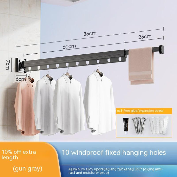 Suction Cup Folding Clothes Hanger Indoor Home Balcony Aluminum Retractable Drying Rack No Punching Folding Clothes Hanger